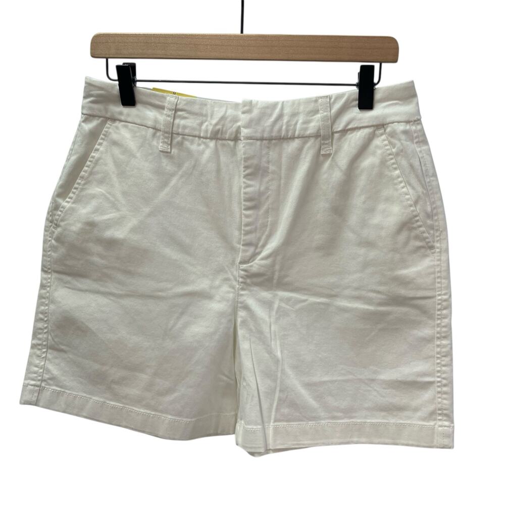 New Gloria Vanderbilt Women 6 White Chino Shorts High Rise Pockets Cotton Summer